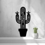 2D Cactus with Flowers Wall Art