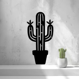 2D Cactus with Flowers Wall Art