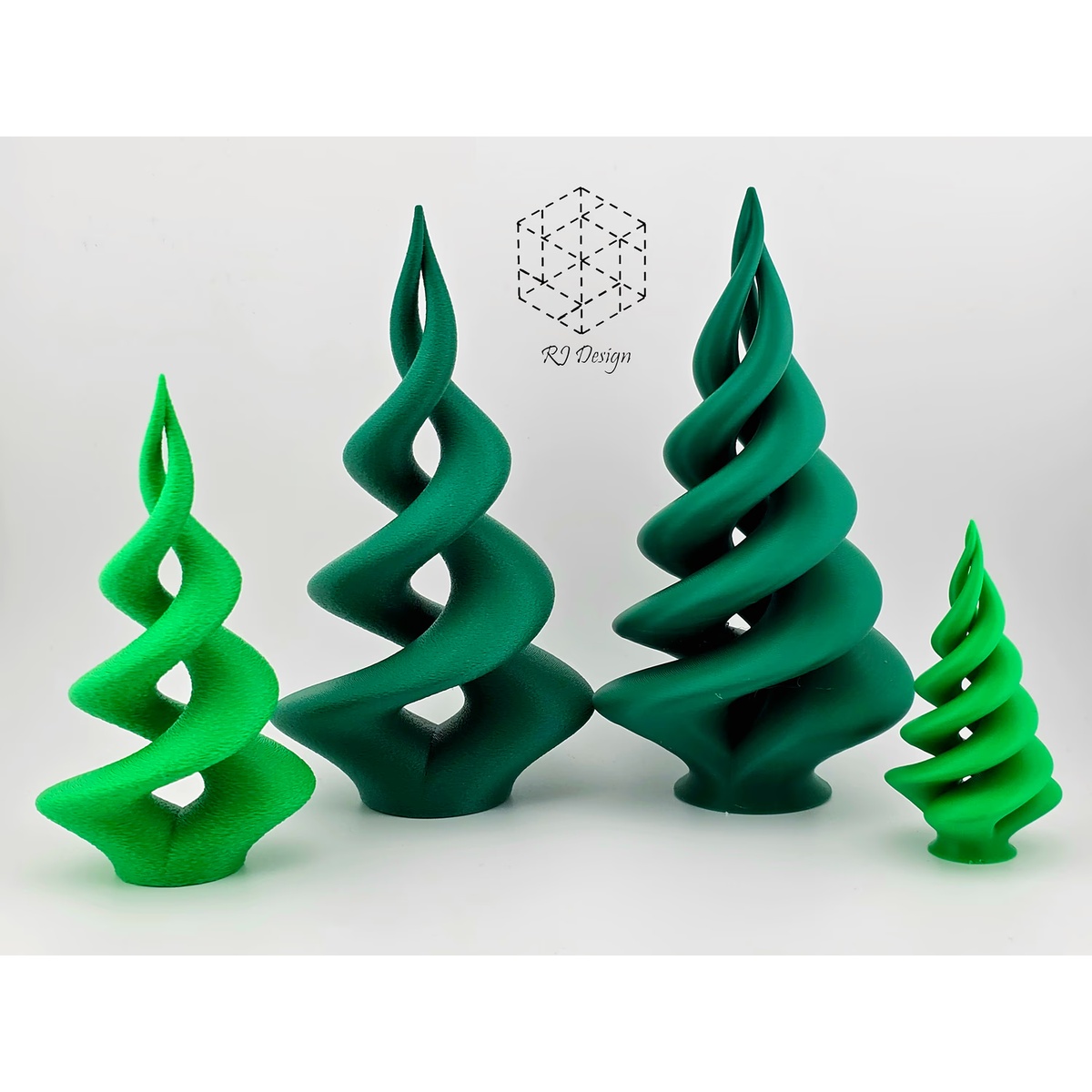 Two-strand and three-strand spiral Christmas tree decorations